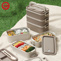 Boîte à lunch isotherme japonaise multicouche en acier inoxydable 304, hermétique et anti-fuite