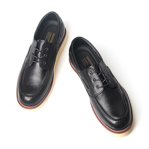 Chaussures bateau pour hommes en cuir, style vintage vieilli, semelle épaisse, talon bas amorti, décontractées, style workwear 2002-4 - Product Image 5