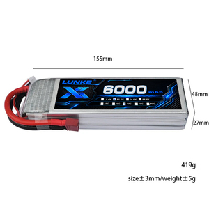 11.1V 50C 6000mAh แบตเตอรี่ลิโป้กระแสไฟคงที่ทนทานสำหรับโดรนแข่งเอฟพีวี อาร์ซีอุปกรณ์บิน 102050 - Product Image 4