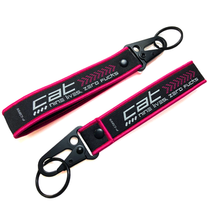 High Quality Custom Logo Carabiner Clip Car Keyring Short Lanyard Keychain Woven Logo Jacquard Nylon Wrist Lanyard Keychain