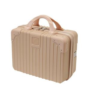 Nouvelle mini valise 14 pouces en ABS/PC, portable, pour cosmétiques, avec roulettes pivotantes, couleur unie, design à rivets - Product Image 3