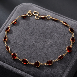 สร้อยข้อมือทอง 14k ชุบทองเหลือง ประดับพลอยสีแดง ดีไซน์งานฝีมือสไตล์ชาติพันธุ์ สำหรับทุกเพศ เหมาะสำหรับวันครบรอบ - Product Image 3