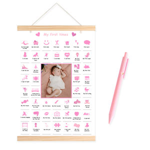 Langue personnalisée My First Times Baby Poster avec aimant Bâtons de bois Baby Shower New Parents Gift Toddler Milestone Memory Poster - Product Image 2
