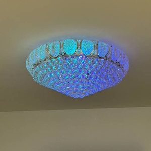 Lustre <span class=keywords><strong>de</strong></span> plafond avec perles <span class=keywords><strong>de</strong></span> cristal et pompons, décoration pour restaurant, salon, motif lotus bleu, style bol <span class=keywords><strong>de</strong></span> trésor - Product Image 1
