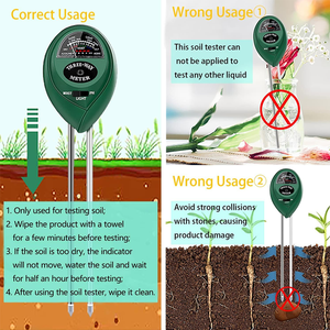 Testeur numérique de pH et d'humidité du sol 3-en-1 Instrument d'analyse du sol Vert Garantie 1 an - Product Image 3