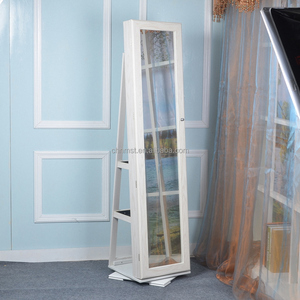 Hiện đại đầy đủ chiều dài màu nâu cổ phong cách trang sức tổ chức với chức năng lưu trữ làm bằng kính phòng ngủ Vanity gương - Product Image 4