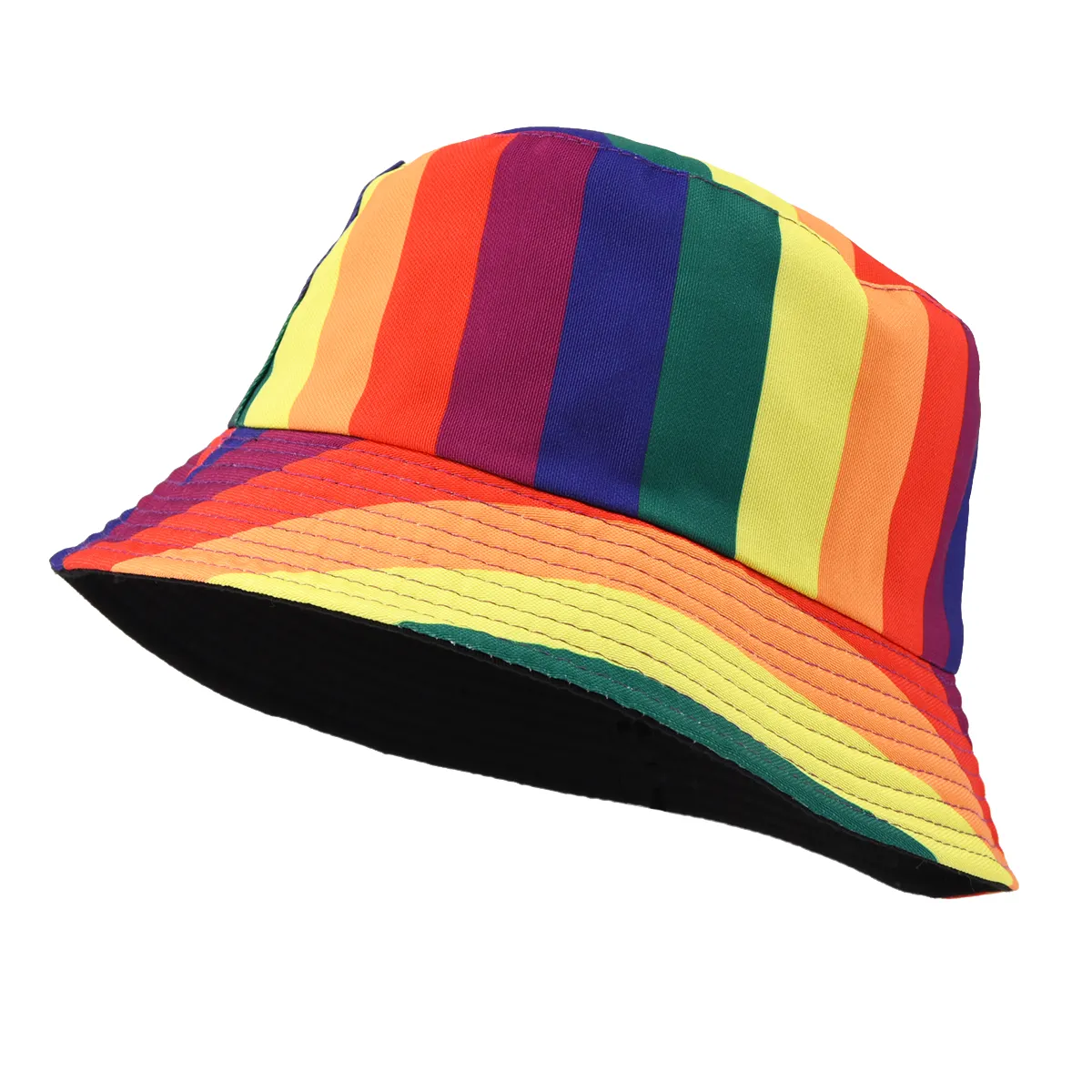 Rainbow Bucket Hat 100% Cotton Cool hip hop kids Bucket Cap Fishing Cap Folding Sun Hat for Women Girls Teens