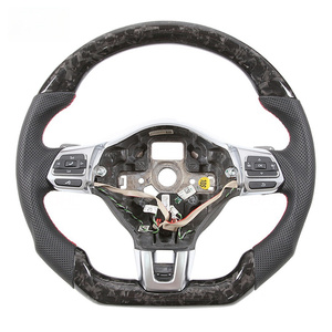 <span class=keywords><strong>Volante</strong></span> de fibra de carbono Real personalizado, accesorios de coche para Volkswagen VW Golf <span class=keywords><strong>GTI</strong></span> <span class=keywords><strong>MK6</strong></span> 6R, <span class=keywords><strong>volante</strong></span> de cuero - Product Image 3