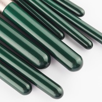 Ensemble de 9 pinceaux de maquillage professionnels pour le visage, avec logo personnalisé, poils synthétiques vegan, vert, pour fond de teint, anticernes, fard à paupières et liner