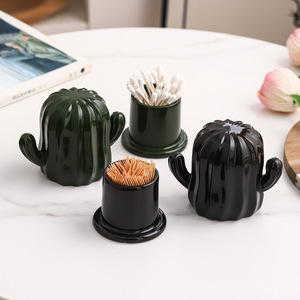 Ceramic Cactus Toothpick Holder Modern Luxury Design Durable <b>Table</b> <b>Decoration</b> <b>Accessory</b> - Product Image 2