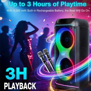 Altavoz Bluetooth Remax con 2 Micrófonos Inalámbricos, Altavoz Grande para Fiestas para Adultos y Niños, Karaoke con Luces RGB, Compatible con AUX/USB/TF - Product Image 3