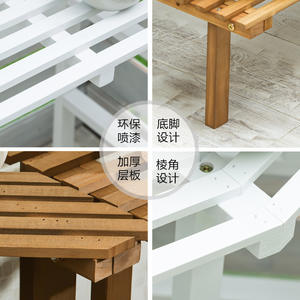 Étagère à fleurs en bois massif à plusieurs niveaux, sur pied, démontable, design minimaliste moderne pour salon, balcon intérieur - Product Image 4