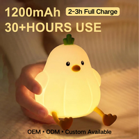 Veilleuse LED en silicone en forme d'oiseau ail en forme de dessin animé, avec contrôle tactile, intensité réglable, rechargeable par USB, lampe de chevet, cadeau pour chambre d'enfant, vente en gros, OEM, ODM
