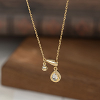 Collier pendentif nœud doré SA avec breloque goutte en résine et chaîne à maillons, bijoux pour femme, accessoires cadeau pour fête et mariage