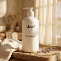 Gel douche hydratant et éclaircissant Akaril avec acide hyaluronique 500 ml pour le nettoyage quotidien du corps