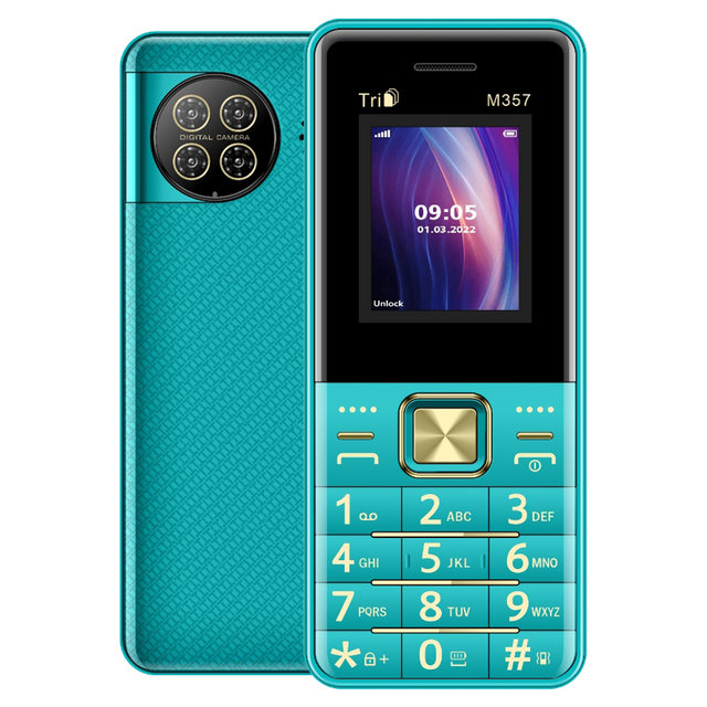 M357 1.77'' Triple Sim Card Slot 1800mAh Big Battery Button Phone 2G GSM Cell Phone