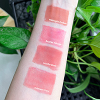 Huile à lèvres liquide minérale 4 couleurs 2-en-1, formule waterproof longue tenue, hydratante, ne transfère pas, végane