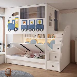 Muebles de dormitorio para niños de diseño exclusivo JS, cama rosa para niñas, litera multifuncional con tobogán - Product Image 3