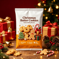 Sachet scellé au dos Joyeux Noël, pochette personnalisée à scellage central pour café moulu, sachet oreiller, pochette de confiserie de Noël 250g 8oz