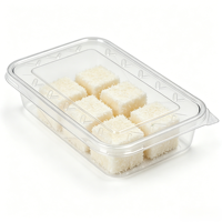 Boîte à emporter en plastique PET transparent personnalisable, sans BPA, de qualité alimentaire, en matériaux recyclés, avec couvercle à fermeture sécurisée anti-écrasement pour gâteaux et nouilles