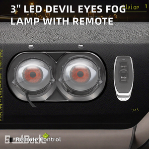 3 inch Devil Eyes LED Đèn sương mù cho phía trước phổ biến ánh sáng mắt quỷ với 33 chế độ điều khiển từ xa 12V LED bóng đèn New Car phụ kiện - Product Image 3