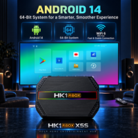 Ihomemix HK1 RBOX X5S Boîtier Smart TV Android 14 Amlogic S905Y5 4K AV1 WiFi6 4GB 64GB avec commande vocale et décodeur réseau