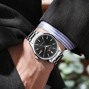 VA VA VOOM affaires montre pour hommes mode tendance bleu acier inoxydable étanche mouvement à Quartz Boutique hommes montre-bracelet décontractée - Product Image 2