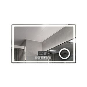 Miroir de salle de bains lampe carrée intelligente miroir de maquillage lumière Villa hôtel Led anti-buée étanche PIR heure Date température spectacle - Product Image 3