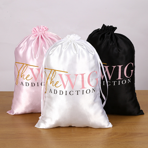 Özel toptan İpli saten kumaş giyim peruk çanta büzgülü torba çanta - Product Image 6