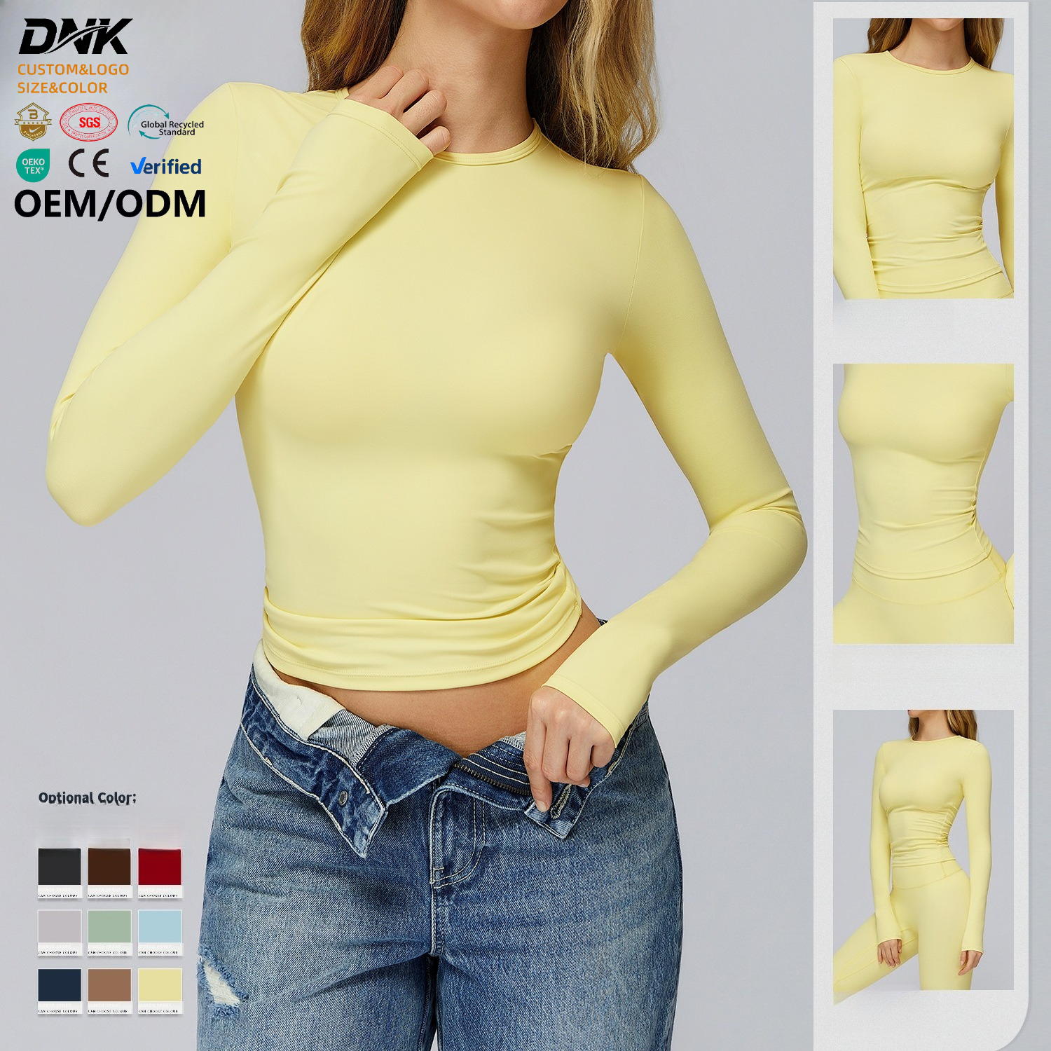 Custom Wholesale Quick Dry Slim Fit Yoga Wear High-intensity Fitness Tops Pilates Running Sports Long Sleeve Top