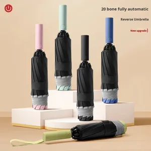 10-Rib Double-Ribbed Fully <b>Automatic</b> 10-Rib 70% Reverse Sun Rain Foldable Dual-Use Advertising <b>Umbrella</b> with Logo Printing - Product Image 2
