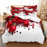 Parure de couette romantique à imprimé numérique 3D de roses, embrassez la passion avec ce set de 3 pièces, plusieurs tailles
