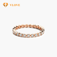 VLOVE Bague artisanale de bijoux au design personnalisé Bague d'éternité ronde en diamant taillé en brillant avec lunette en or 14 carats