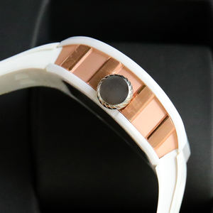 Reloj de Pulsera Premium Rm con Caja de Cerámica Blanca en Forma de Barril, Esfera Esqueleto para Hombre, Diseño de Armadura Samurai, Decoración Deportiva de Lujo con Tornillos - Product Image 3