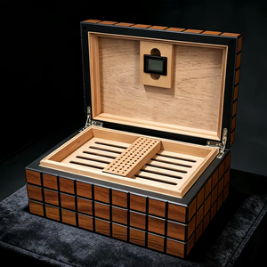 Humidor de <span class=keywords><strong>Madera</strong></span> para Cigarros <span class=keywords><strong>Rubik</strong></span> Cube, Bandeja Divisora de Cedro Español, Higrómetro Digital, Caja de Lujo para Entusiastas y Coleccionistas de Cigarros - Product Image 2