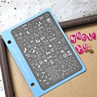 Plaque de tamponnage pour nail art Nouvel An, motif cheval, flocon de neige, cœur, modèle de transfert pour ongles, outil de nail art, best-seller