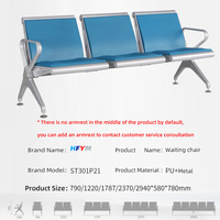 Chaise en métal durable à 4 places avec assise en PU et accoudoirs en fer, idéale pour banques, bureaux et réceptions, résistante à l'eau, fabriquée par le producteur