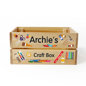 Personalised Children's Playhouses <b>Wooden</b> Arts & <b>Crafts</b> Box for Art Supplies Crate - Product Image 2