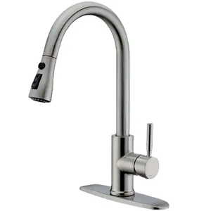 Torneira De Cozinha De Níquel Escovado Único Buraco Puxe Para Fora Bico Cozinha Sink Mixer Tap Stream Cabeça De Pulverizador Chrome/Black Mixer Tap