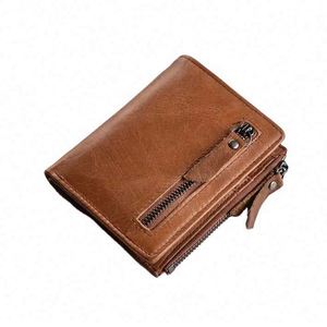 Portefeuille homme en cuir véritable, petit, fin, marron, luxe, prix bas, sur mesure, échantillon gratuit. - Product Image 1