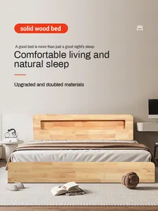 Estrutura de madeira maciça europeia para crianças, madeira maciça, econômica, simples e moderna, cama de casal
