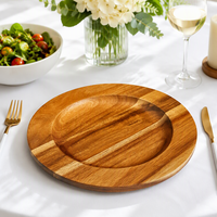 Vente en gros Vaisselle polyvalente Assiette de présentation ronde en bois d'acacia pour le dîner Plats Snack Dessert Salade Fruits pour le réglage du lieu