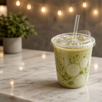 Gobelets en plastique jetables transparents PP à spécifications multiples, pour boissons froides, jus, avec différents couvercles