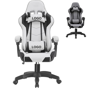 Chaises de jeu ergonomiques automatiques en tissu intégral avec <span class=keywords><strong>coussin</strong></span> de ressort pour ordinateur de bureau de course pour joueurs de PC gris - Product Image 1