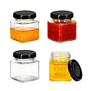 Bocaux carrés en verre transparent pour miel, confiture, sauce, avec couvercle métallique, 50 ml, 80 ml, 100 ml, 200 ml, 280 ml, 380 ml, 500 ml, 730 ml - Product Image 1