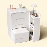 Coiffeuse moderne de style européen en bois blanc, sur mesure, écologique, avec miroir LED, pour chambre à coucher, hôtel, style princesse