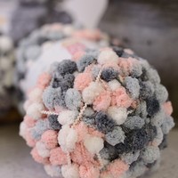 1 Rouleau 16S 40m Fil à Pompons Boules de Neige Petites Boules pour DIY Crochet Coussin Tapis Couverture Climatisation Fournitures Artisanat Vêtement