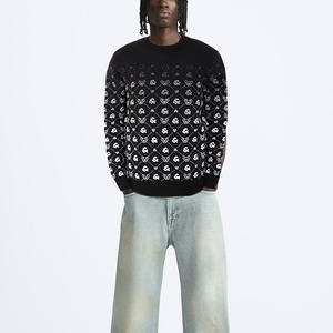 Suéter de hombre de Jacquard con letras y logotipo personalizado, jersey de manga larga, suéter de punto para hombre, cuello redondo, suéter de punto de invierno personalizado - Product Image 1