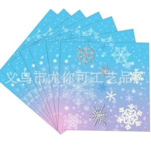 Assiette en papier bleue flocon de neige 9 pouces pour décoration de table de fête de Noël - Product Image 2