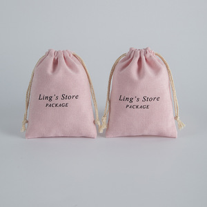 Sacs en coton avec cordon de serrage Ling's Store, rose, 7x9 cm, emballage pour bijoux, logo personnalisé - Product Image 1
